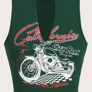 SHEIN Dark Green Graphic Tank Top